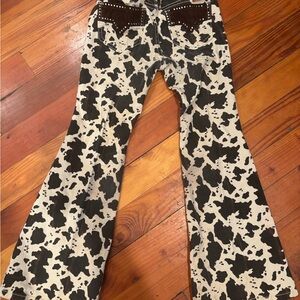 Rock & Roll Cowgirl Brown and White Cow Print Jeans size 8